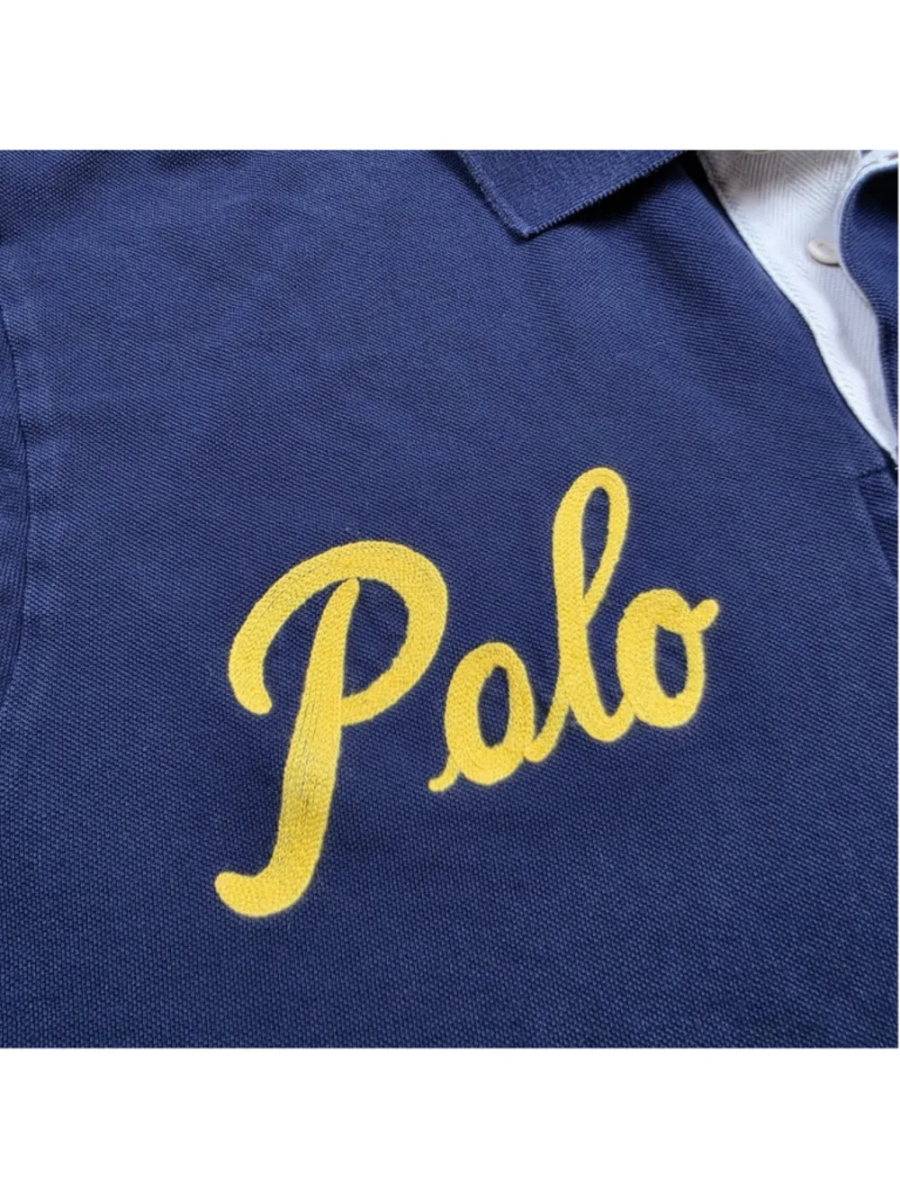 Polo Ralph Lauren Mens 3XB Navy Yellow Script Logo 67 Big Tall Polo Shirt